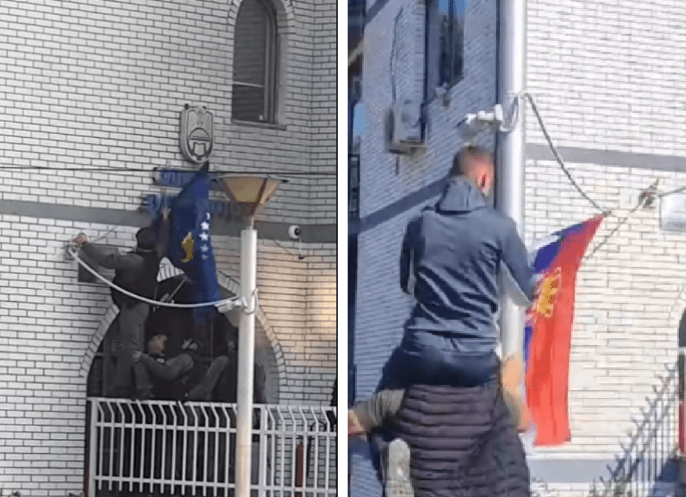 Flamuri serb vendoset pranë komunës së Zubin Potokut, flamuri i Kosovës vendoset në katin e dytë