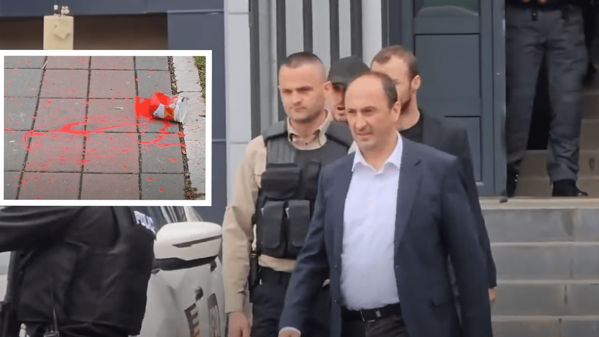 Ministri Aliu viziton kryetarin e Leposaviqit, protestuesit e gjuajnë me ngjyrë dhe vezë