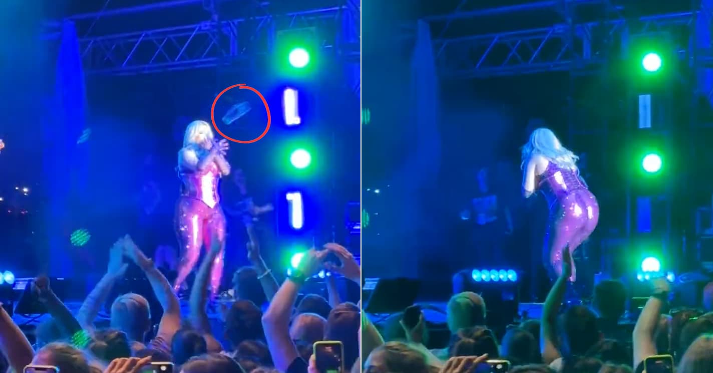 Bebe Rexha goditet me telefon në fytyrë derisa ishte duke kënduar në skenë