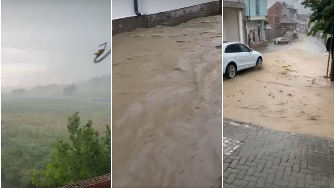 Reshje të shumta shiu në Rahovec, rrugët vërshohen nga uji