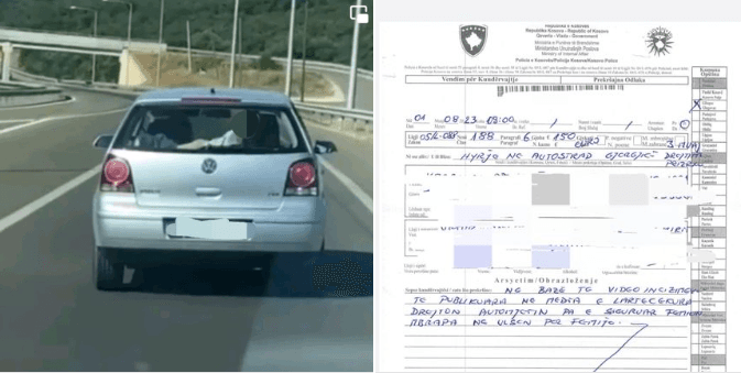 Gjobitet shoferi që voziti me fëmijën ulur mbi karriget e pasme të veturës, i merret patentë shoferi