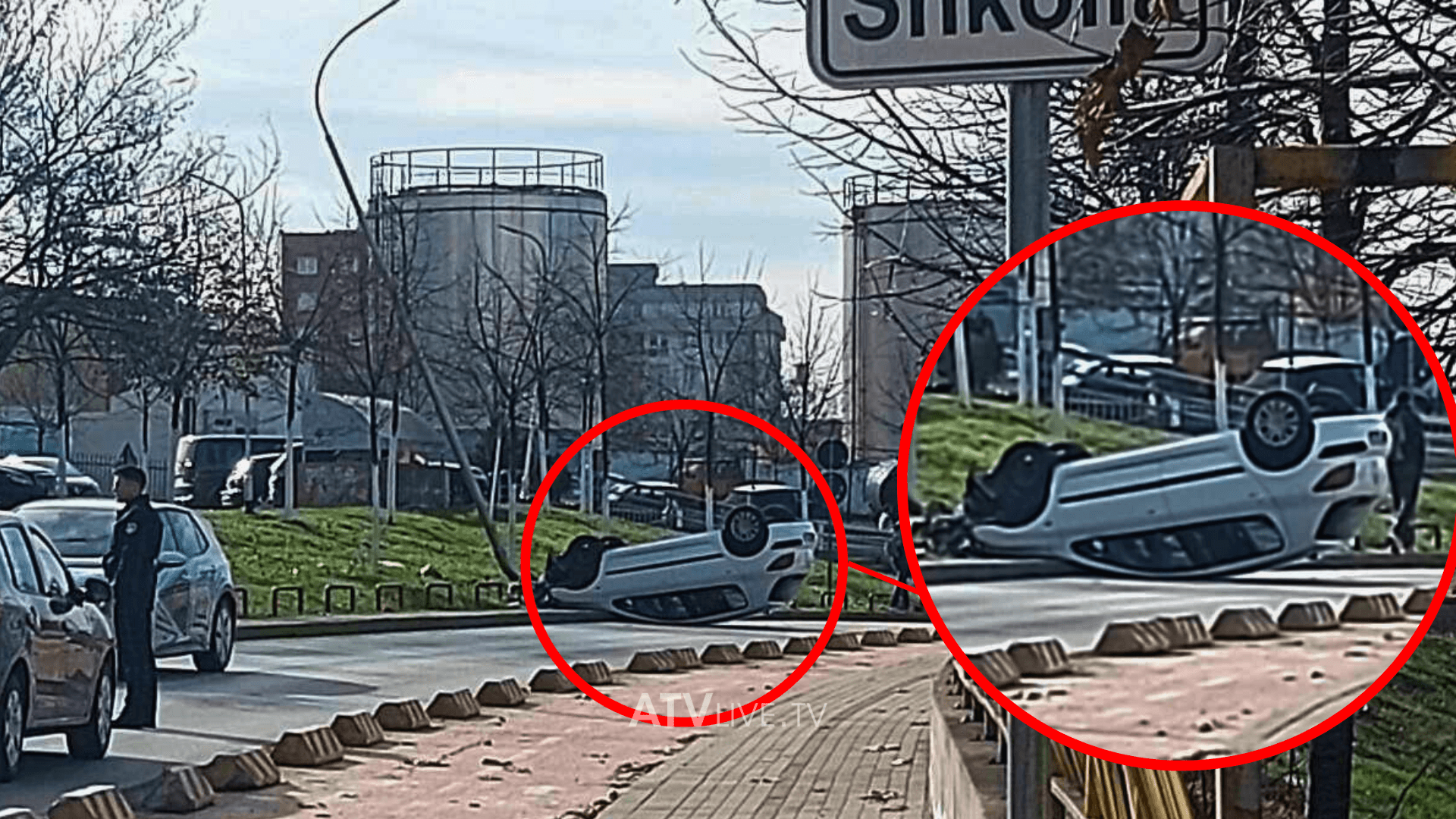 Aksident trafiku në Prishtinë, një veturë rrokulliset