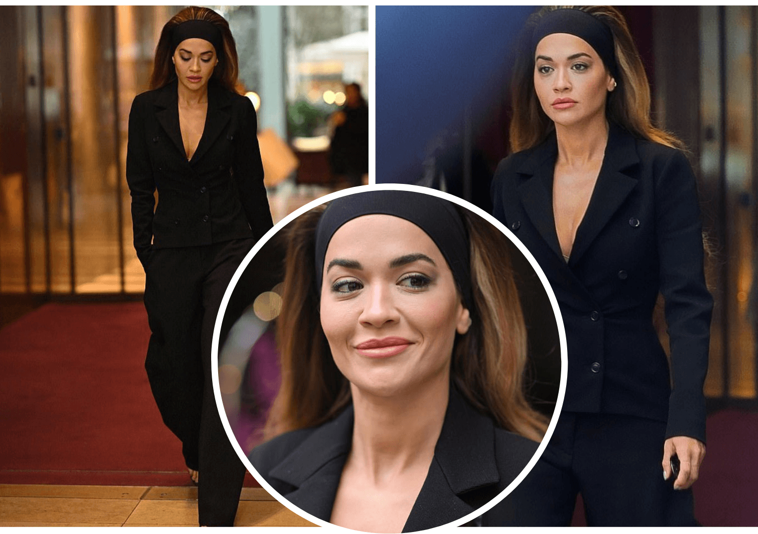 Rita Ora mahnit me dukjen, e veshur me një kostum të zi derisa shijon Javën e Modës ‘Haute Couture’ në Paris