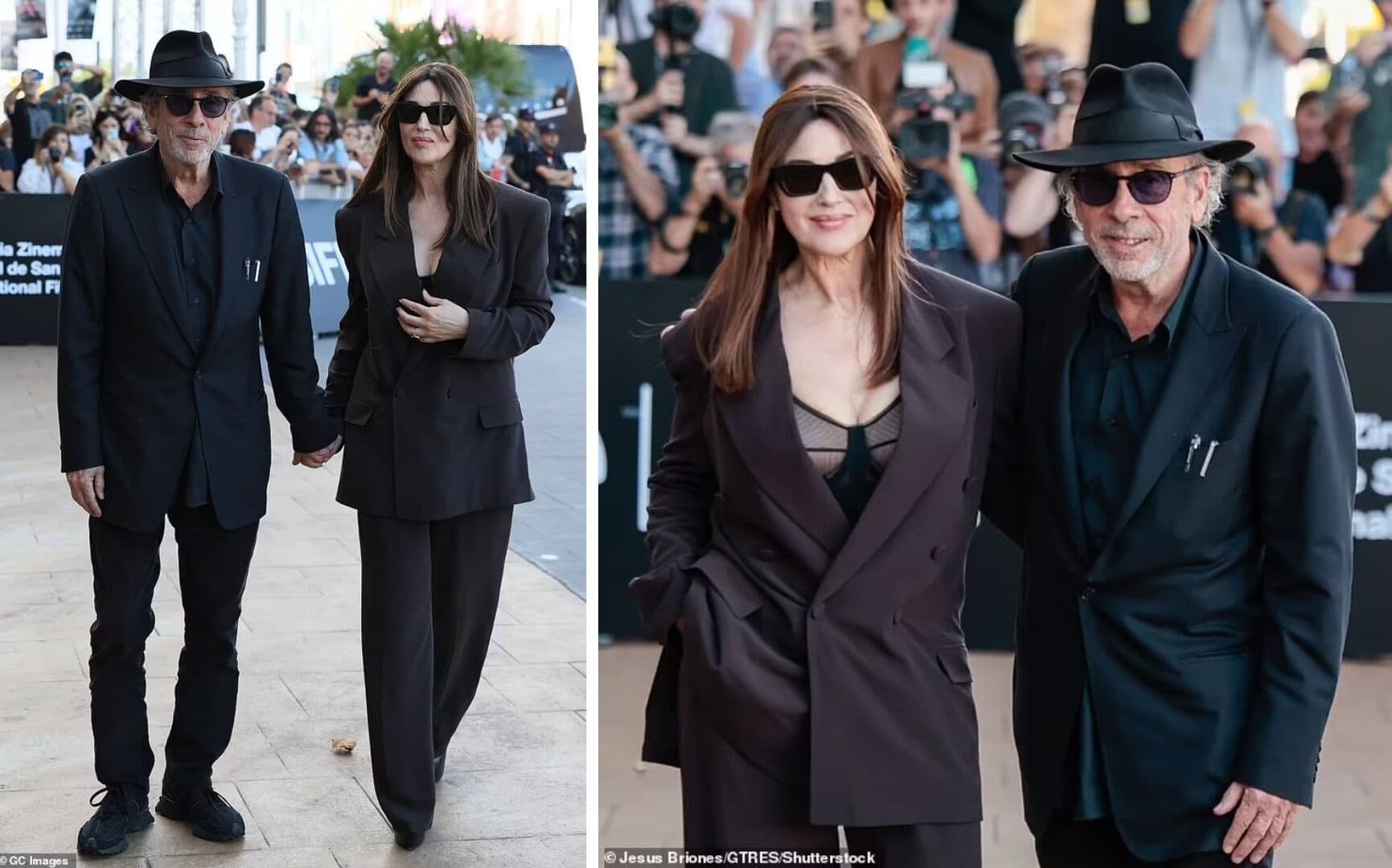 Monica Bellucci merr vëmendjen me një kostum elegant, ndërsa shfaqet krah partnerit të saj Tim Burton në Festivalin e Filmit në San Sebastian