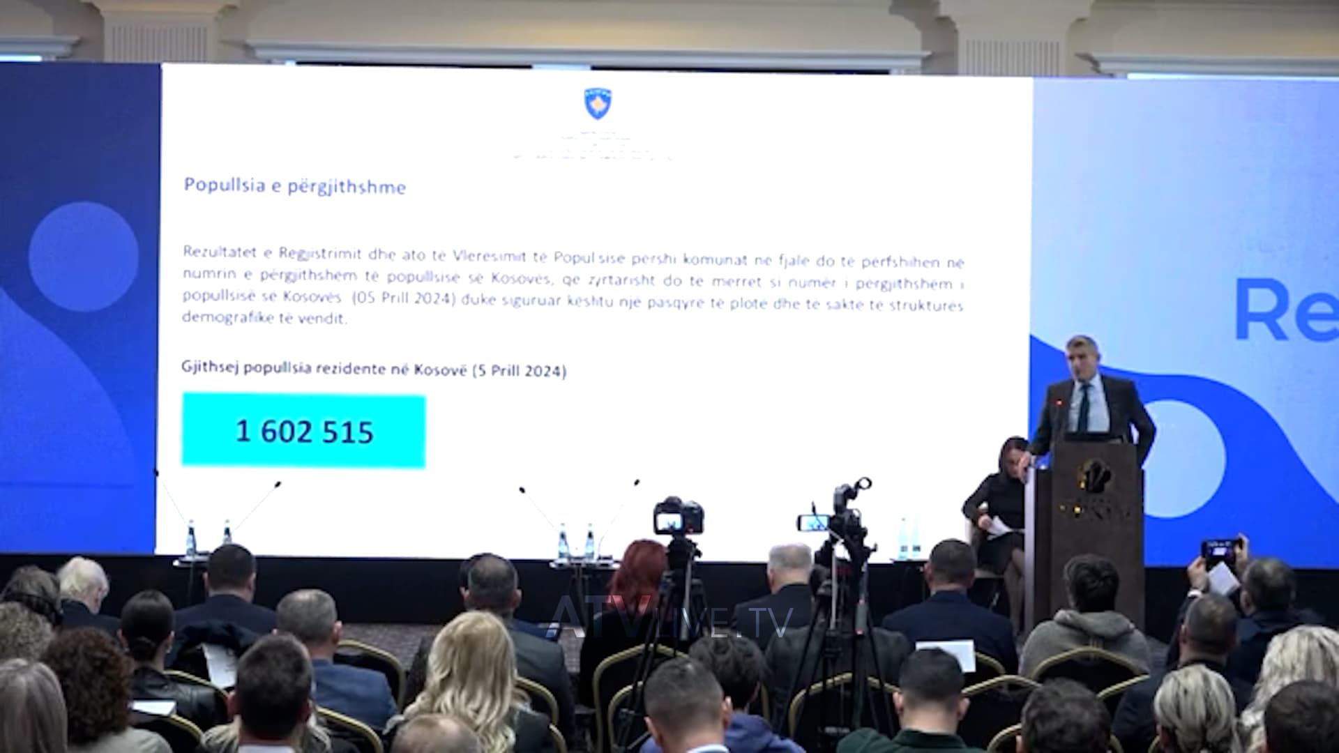 Kosova ka popullsi të përgjithshme rezidente prej 1.602.515 banorë