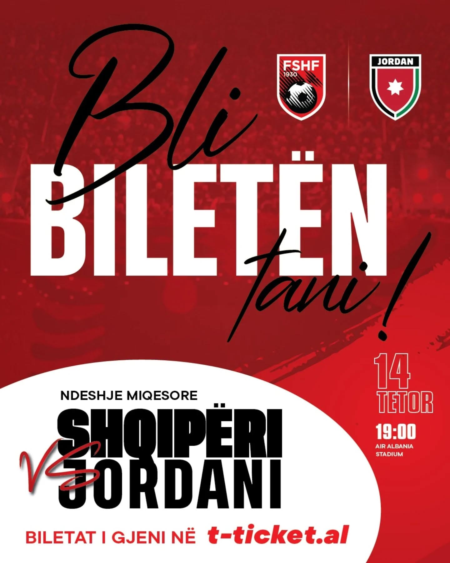 Shqipëri – Jordani, më 14 tetor: Nis shitja e biletave online për miqësoren në “Air Albania”