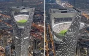 Sauditët planifikojnë stadiumin e parë “në qiell”: një arenë 350 metra mbi tokë për Kupën e Botës 2034