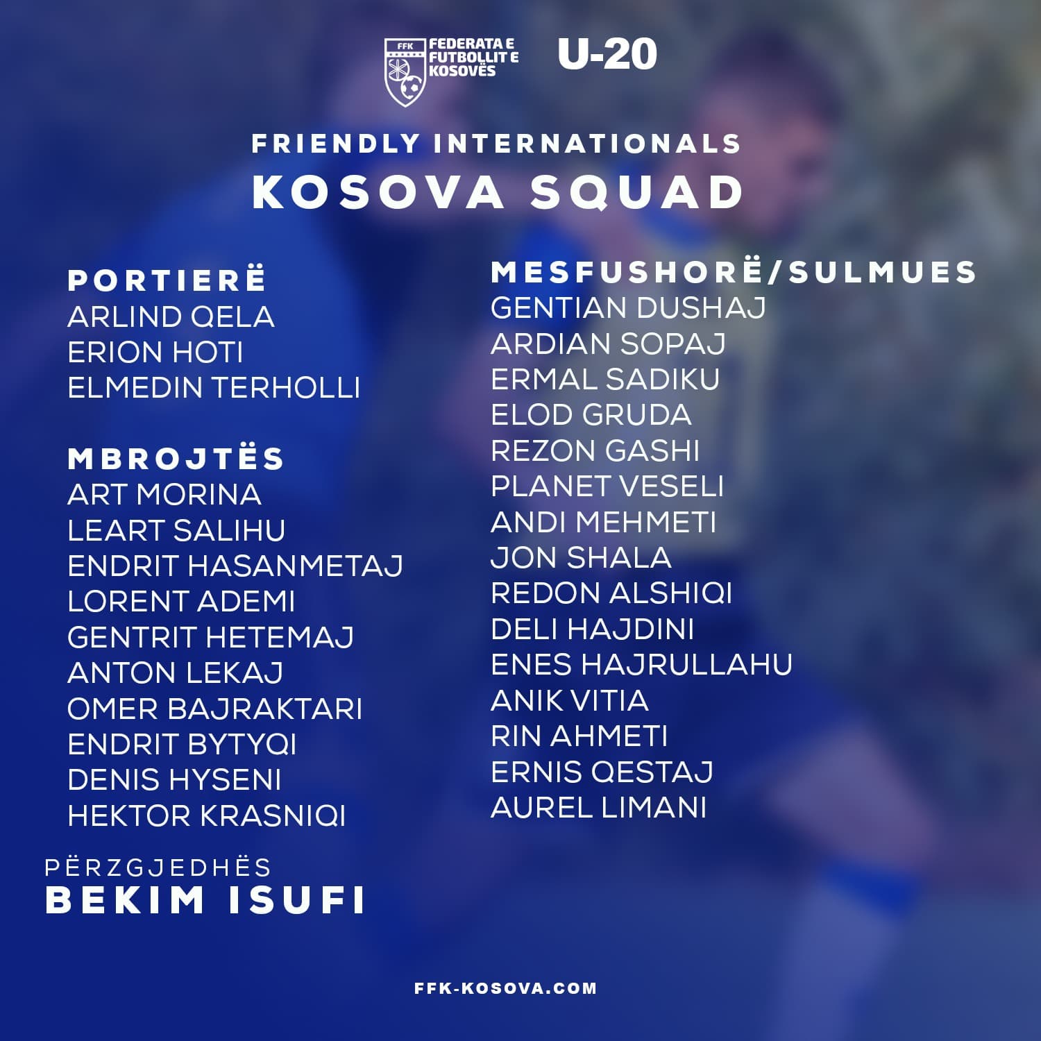 Bekim Isufi publikon listën me 28 futbollistët e ftuar kundër Katarit