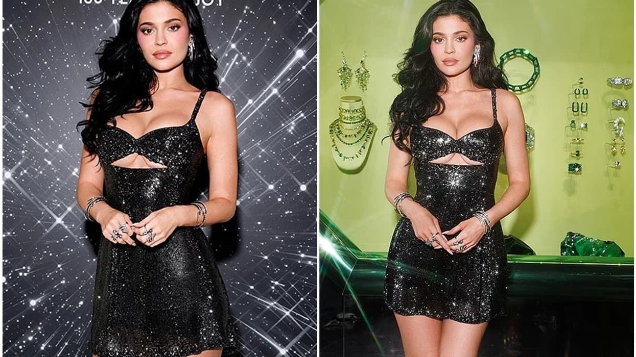 Kylie Jenner mahnit me një fustan vezullues me kristale Swarovski gjatë një eventi në Hollywood