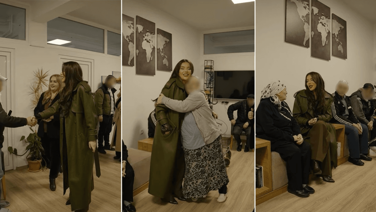 Lot gëzimi në shtëpinë e të moshuarve, reperja Tayna dhuron donacion