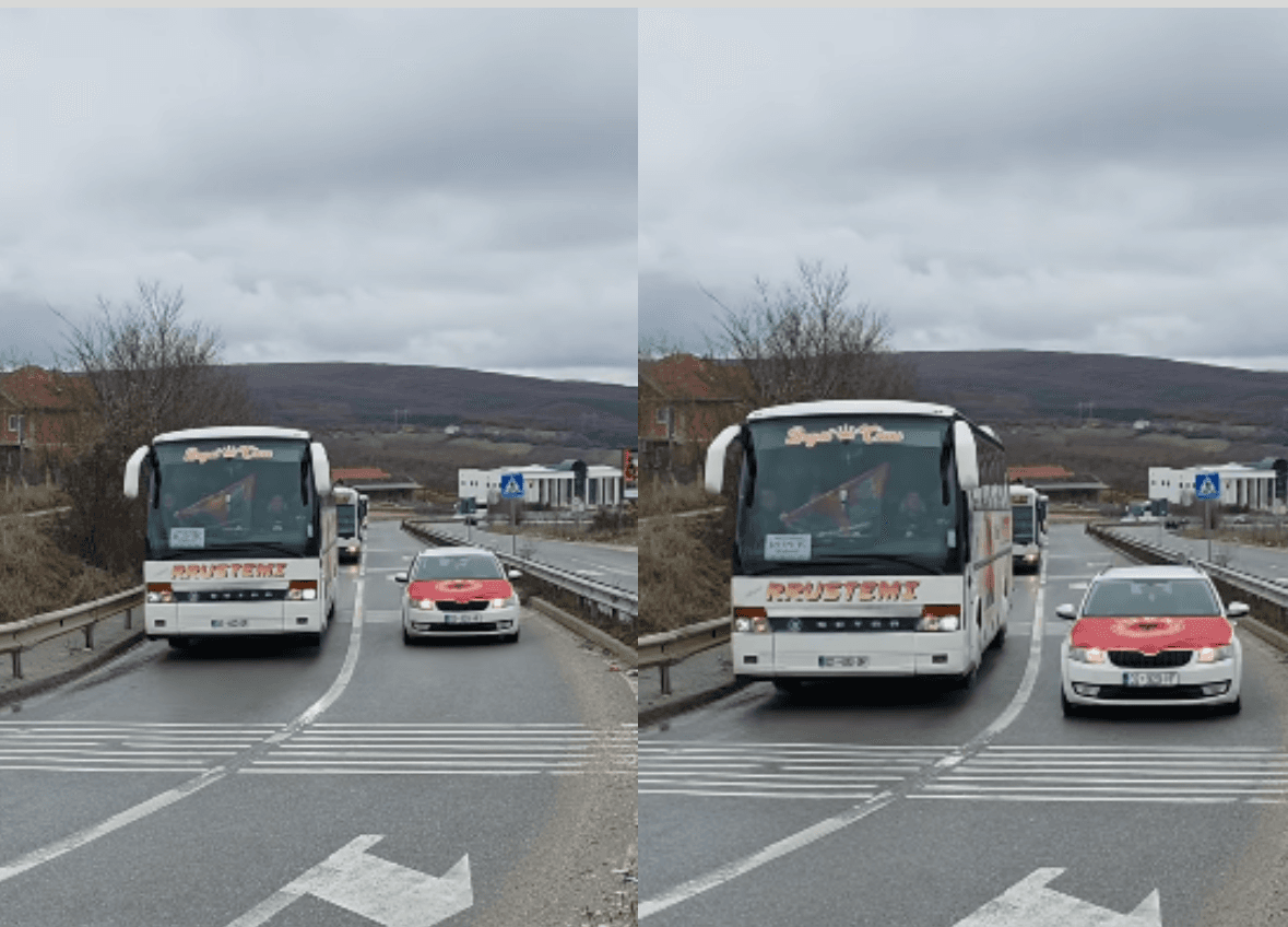 ‘‘Skenderaj drejt Marshit për Drejtësi’’, pamje të autobusëve që janë nisur drejt Prishtinës
