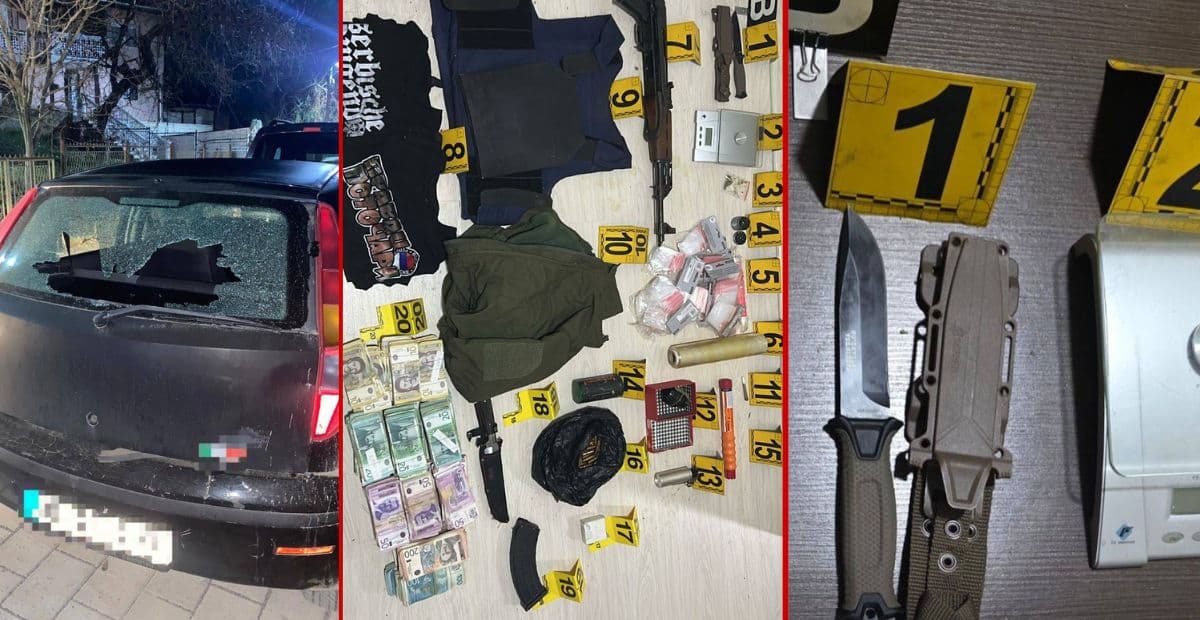 Policia në veri të Mitrovicës arreston një person për vrasje në tentativë, sekuestron armë dhe drogë