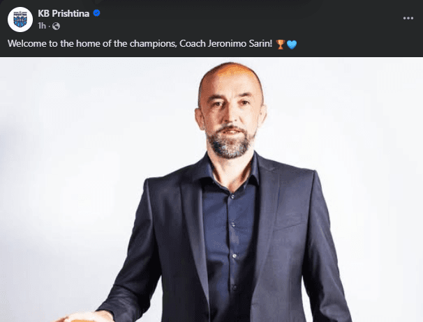 KB Prishtina zyrtarizon Jeronimo Šarin, rikthim me objektiva të mëdha