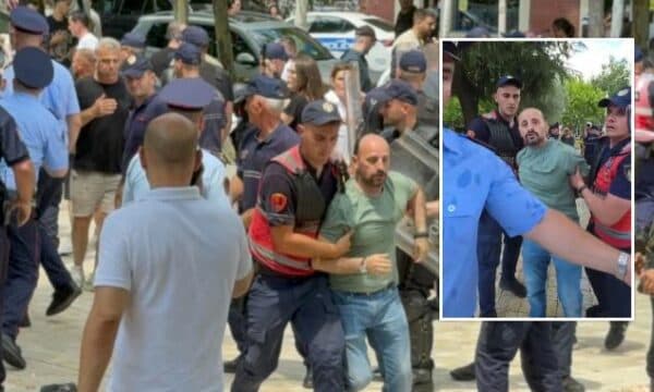 Përplasja me policinë para kuvendit, dalin pamjet e arrestimit të Dritan Goxhaj