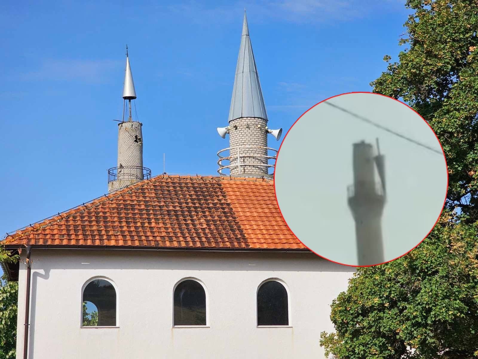 Rrëzohet minarja e xhamisë në Plluzhinë të Skenderajt nga erërat e fuqishme