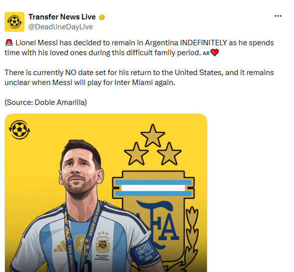 Messi largohet përkohësisht nga futbolli pas humbjes së babait, qëndron pranë familjes