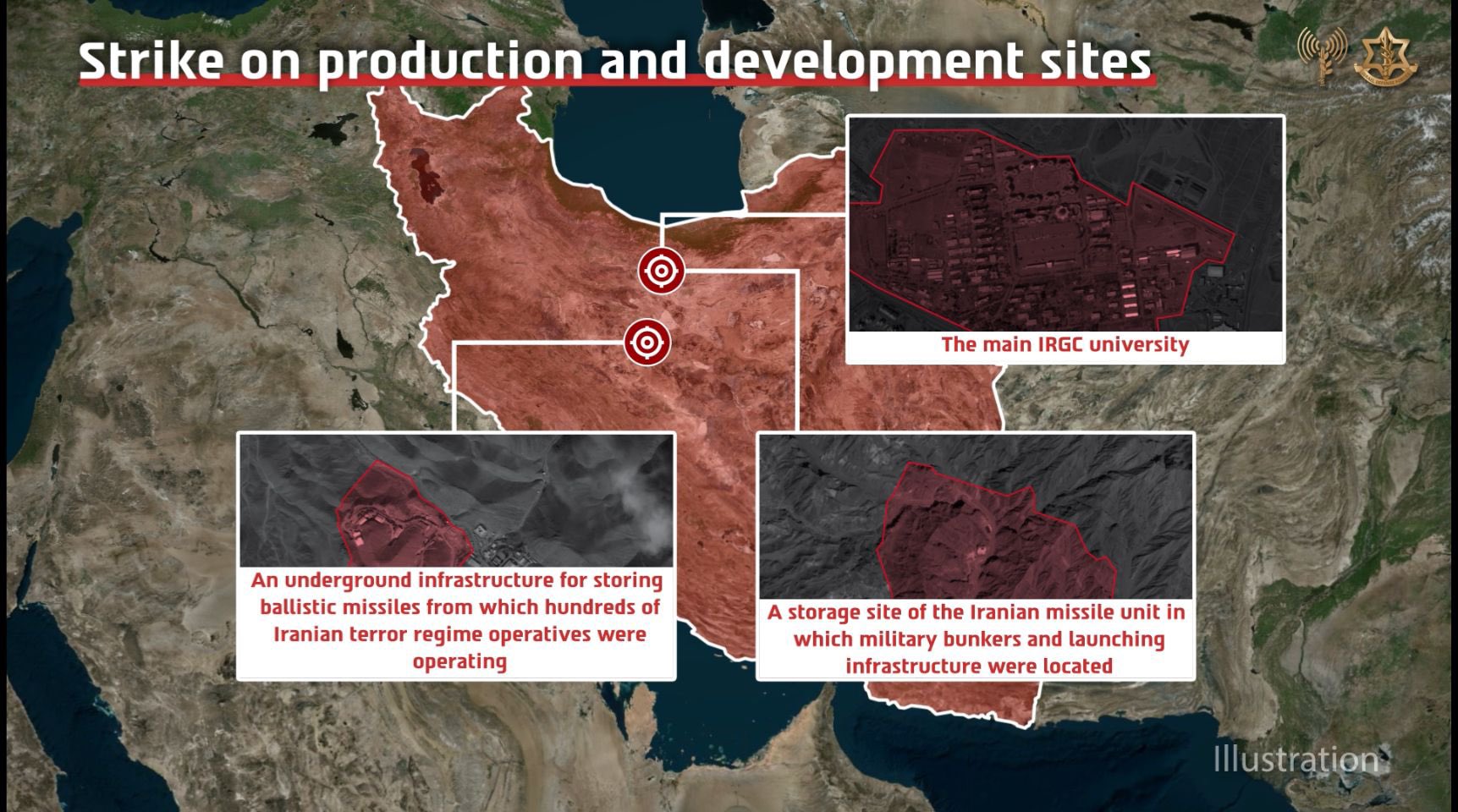 Izraeli thotë se 80 avionë luftarakë kanë goditur objektiva iraniane  përfshirë edhe vendin e stërvitjes së Gardës Revolucionare