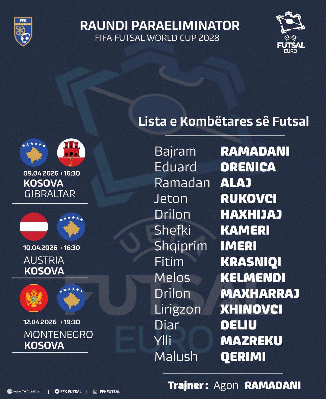 Kosova publikon e të ftuarve për ndeshjet e Kupës së Botës në futsall