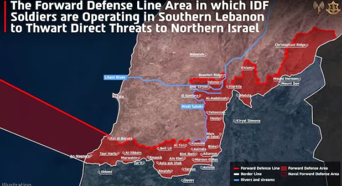 Izraeli publikon hartën e territorit të Libanit jugor që pretendon se e ka nën kontroll