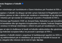 FSHF tërhiqet nga mbështetja për Infantinon në garën për kreun e FIFA-s