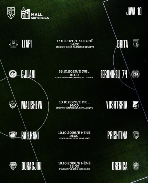 Java e 10 të në Superligë  Llapi Drita dhe Ballkani Prishtina  dy duele në qendër të vëmendjes